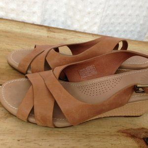 UGG Womens Leather Wedge Sandals